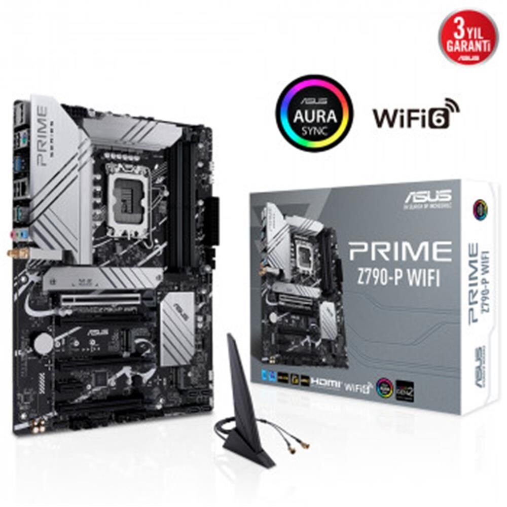 ASUS PRIME Z790-P WIFI INTEL Z790 LGA1700 DDR5 7200 DP HDMI 3X M2 USB3.2 AX WİFİ BT AURA RGB