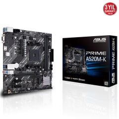 Asus Prime A520M-K AMD AM4 64GB DDR4 4600Mhz M2 Vga/Hdmi mATX Anakart