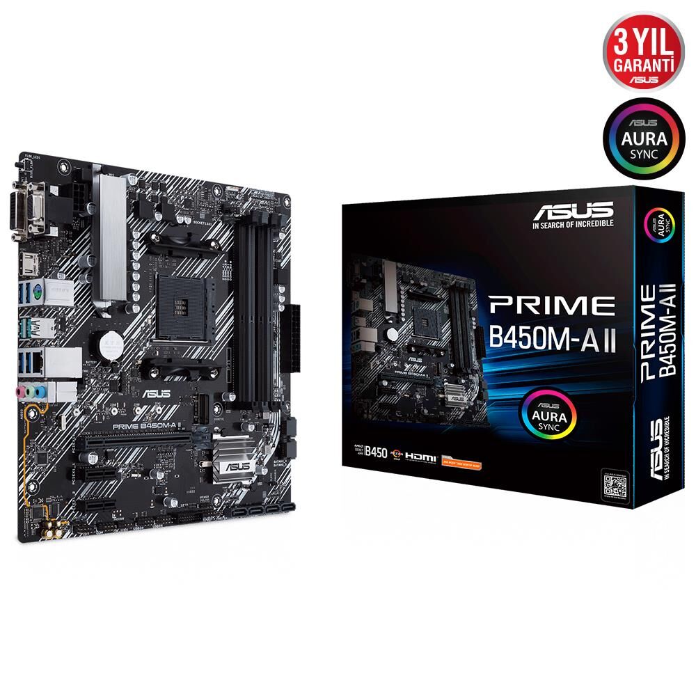 Asus Prime B450M-A II BIOS FlashBack Amd B450 Socket Am4 Ryzen™ Ddr4 4400Mhz(O.C.) M.2 Anakart