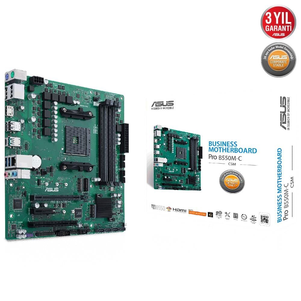 Asus Pro B550M-C/CSM AMD AM4 Ddr4 4600Mhz M2 Hdmi/Dvi/Vga Anakart