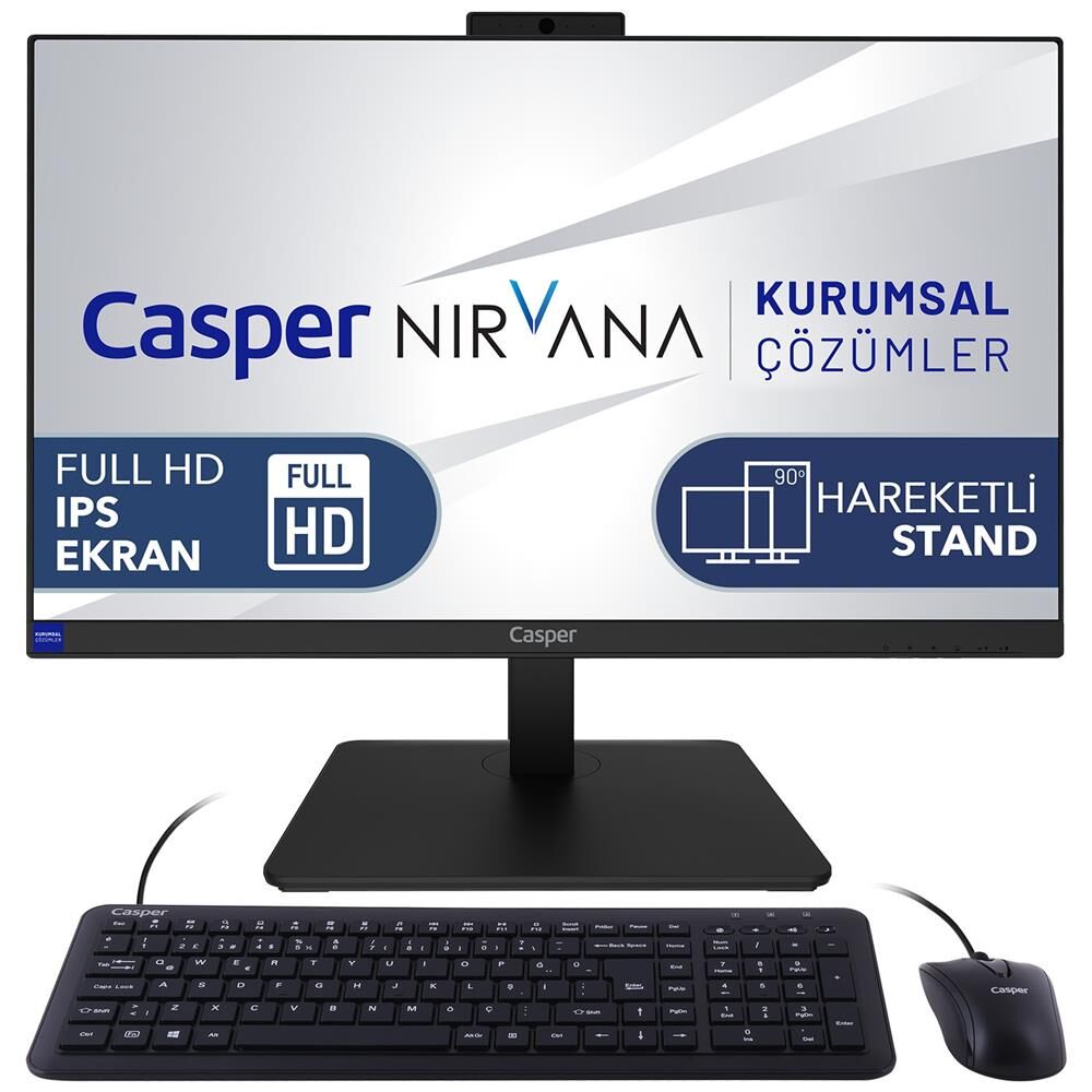 Casper Nirvana One A70.1270-BE00X-V i7 12700H 16GB 500GB M2 SSD Dos 23.8'' FHD Pivot Wifi AIO