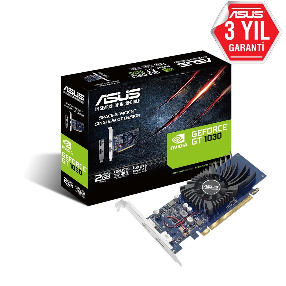 Asus GT1030-2G-BRK 2GB 64 bit GDDR5 6008 Mhz Hdmi/Dp Ekran Kartı