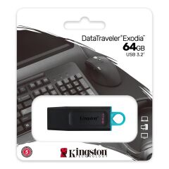 Kingston DTX/64GB 64GB USB3.2 Gen 1 DataTraveler Exodia (Black + Teal) Flash Bellek