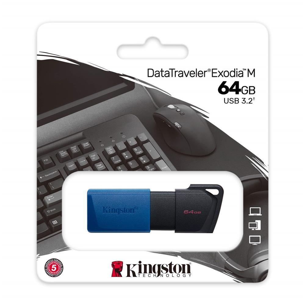 Kingston DTXM/64GB 64GB USB3.2 Gen 1 DataTraveler Exodia M (Black + Blue) Flash Bellek