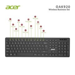 Acer OAK-920 Siyah Kablosuz Sessiz Tuşlu 2.4 Ghz Klavye Moue Set ( Mouse 1200Dpı)