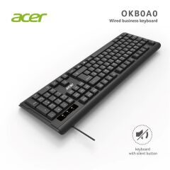 Acer OAK-0A0 Siyah Kablolu Sessiz Tuşlu Klavye (Caps Lock) (Kablo Uzunluğu 1.50Cm)