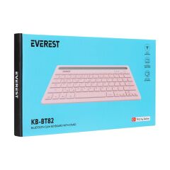 Everest KB-BT82 Pembe/Gri Bluetooth Ultra İnce+Şarjlı Q Mac/Win/Android/Ios Uyumlu Kablosuz klavye